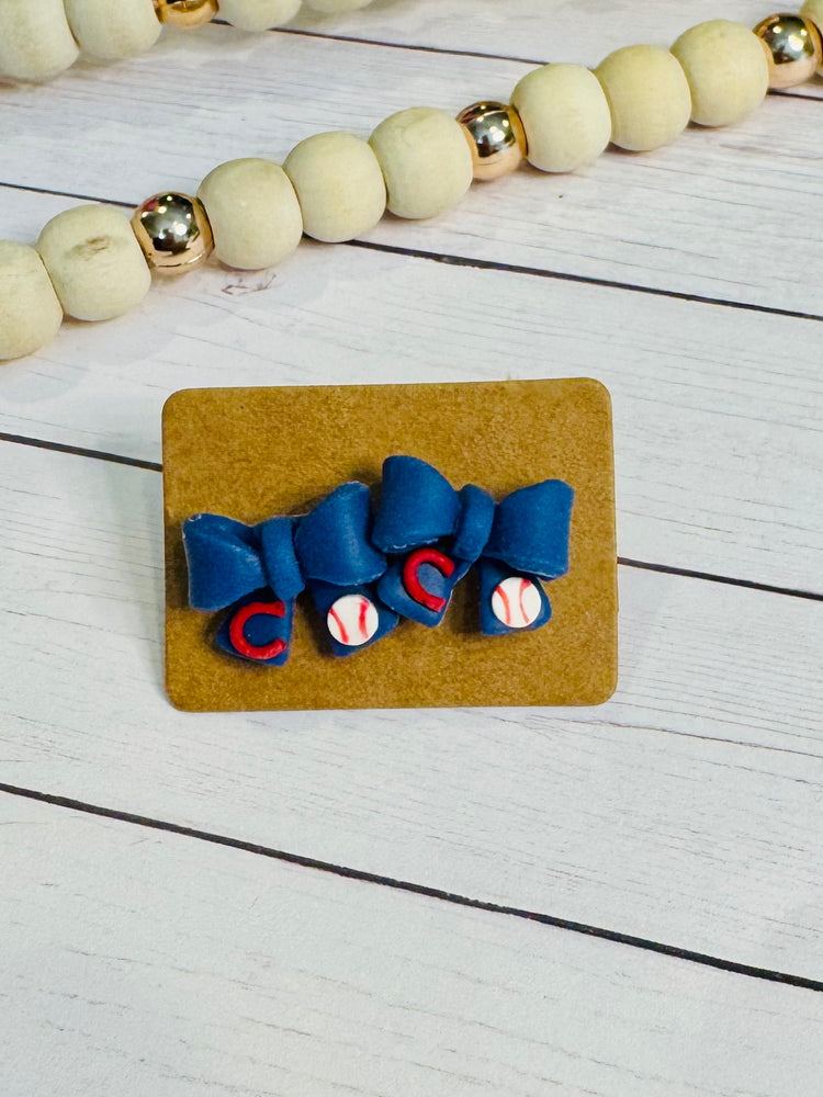 Blue Bow Studs