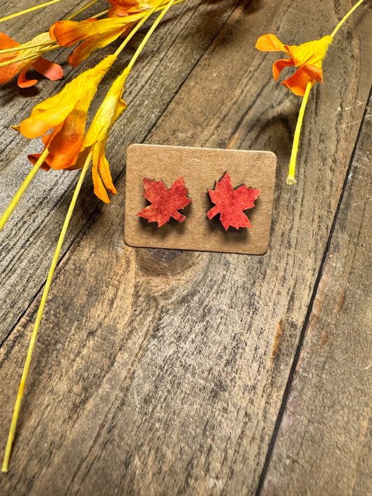 Wood Maple Leaf Studs