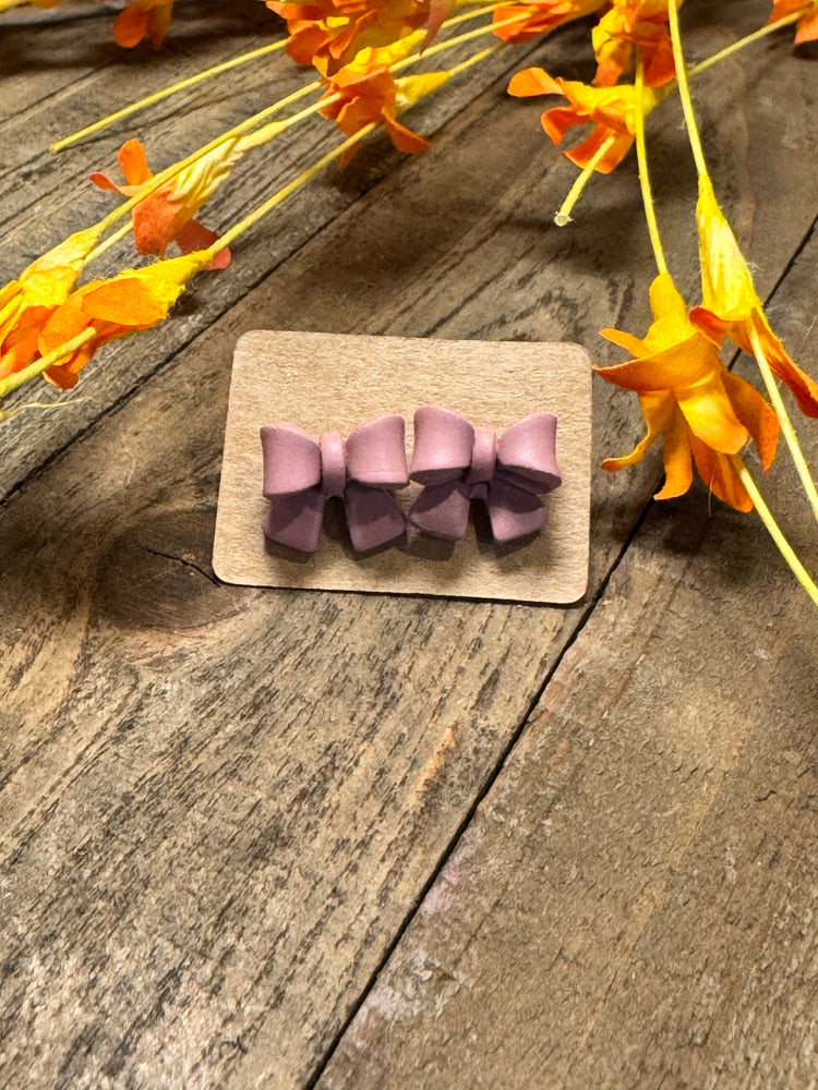 Mauve Bow Studs