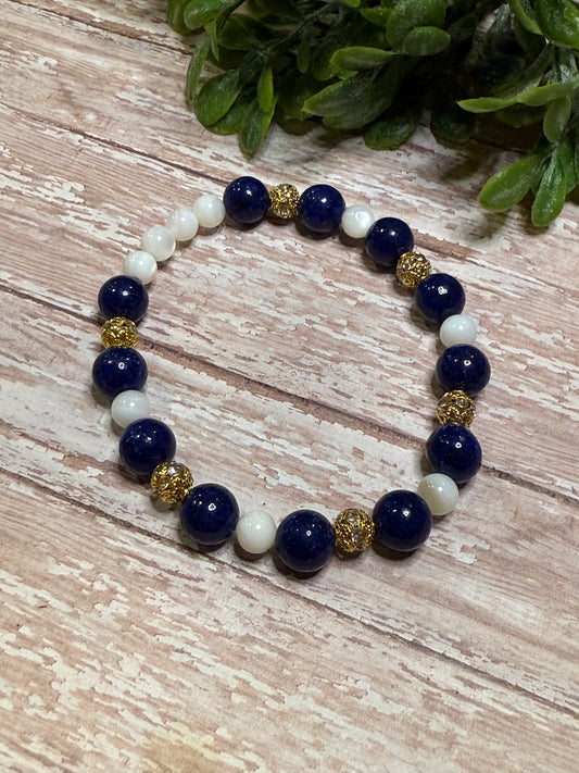 Navy and White with Gold Accents