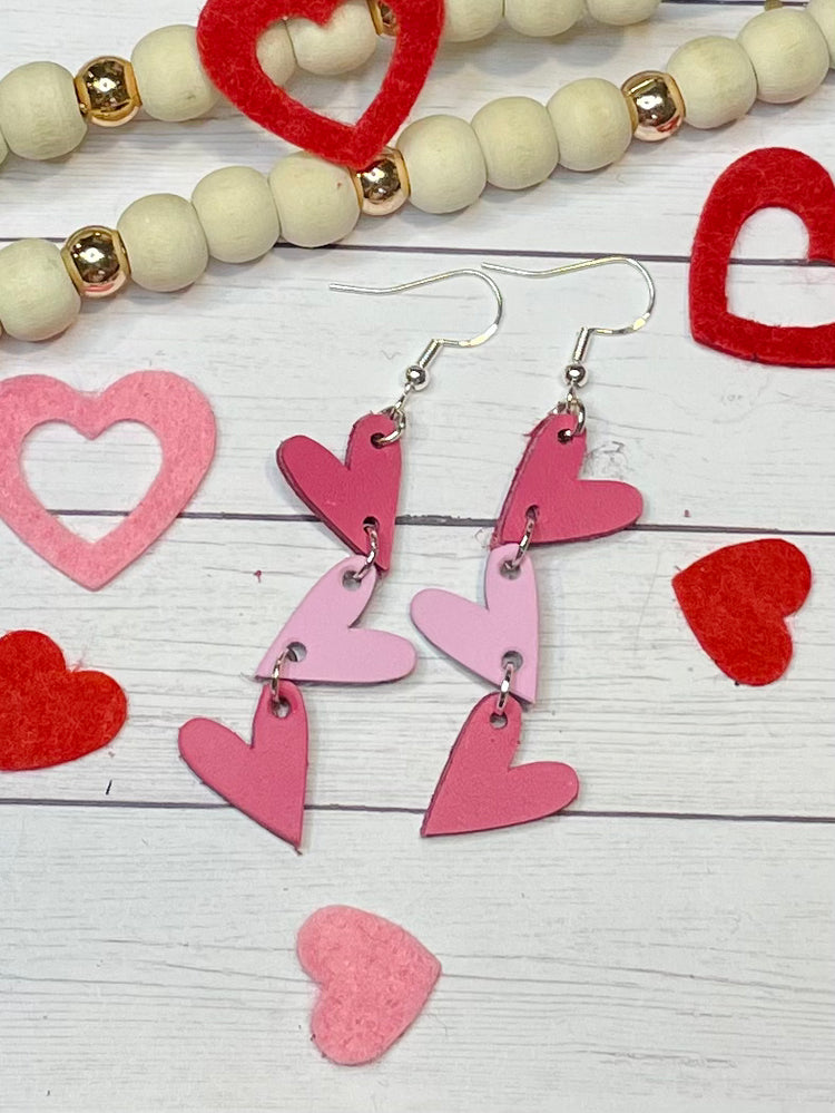 Dark Pink and Light Pink Heart Earrings