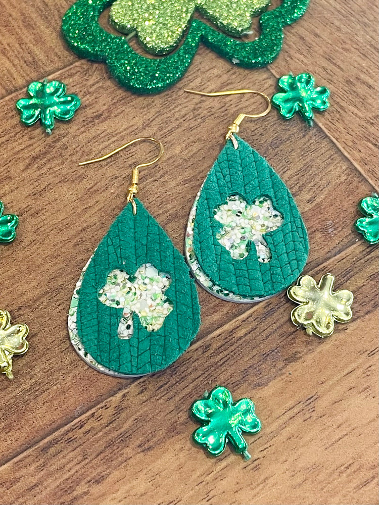 Green with Green Sparkle Cover Earrings