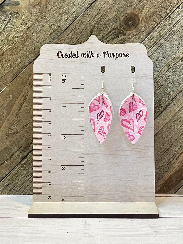Pink Hearts Folded Earrings