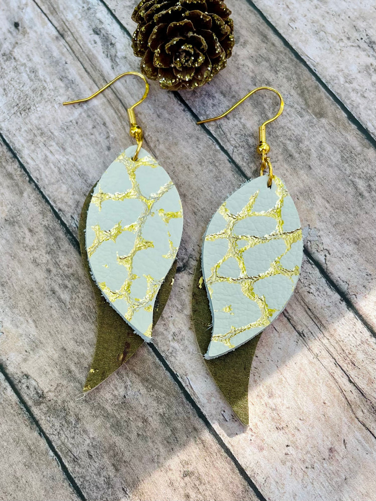 Gold & Olive Wing Earrings